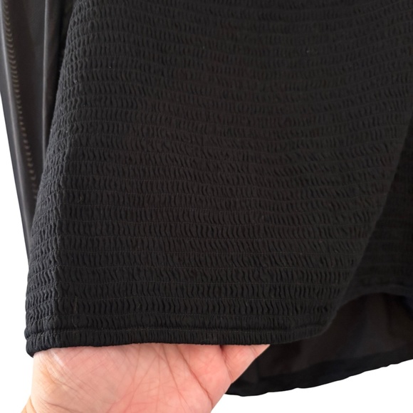 American Eagle Black Ruched Mesh Long Sleeve Top XL - Picture 7 of 9